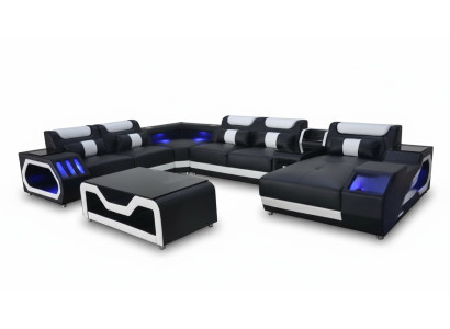 Design Leder Polster Sitz Ecke Landschaft Zimmer Neu Wohn Sofa Polster
