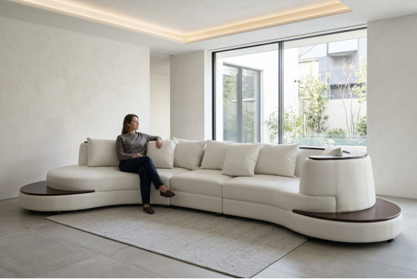 Luxus Wohn Eck Leder Garnitur Polster XXL Big Sofa Couch U Form Ecke