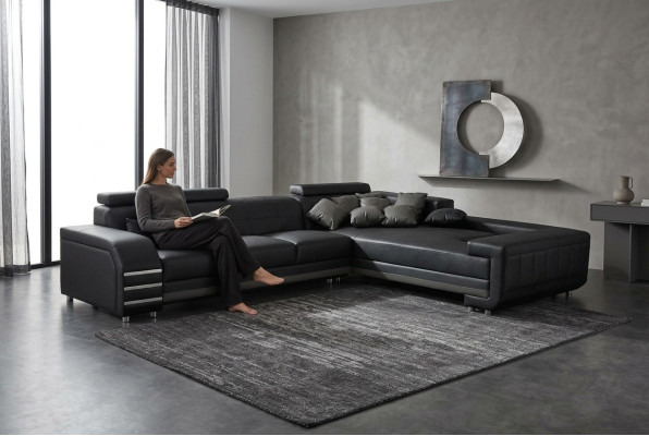 Eck Leder Sofa Couch Polster Sitz Garnitur Wohnlandschaft Design XXL