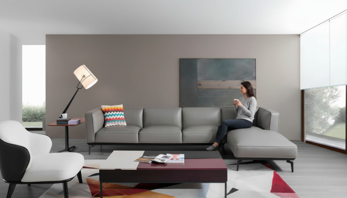 Ecksofa  M-8653   Ecksofa Wohnlandschaft Polstersofa Loungesofa HALBLEDER