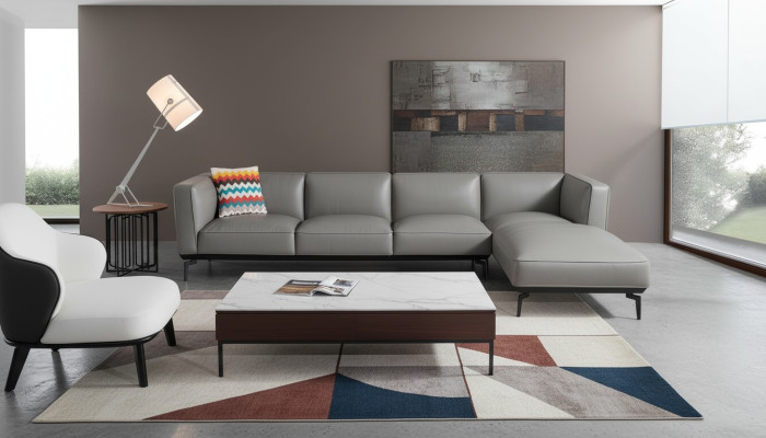 Ecksofa  M-8653   Ecksofa Wohnlandschaft Polstersofa Loungesofa HALBLEDER