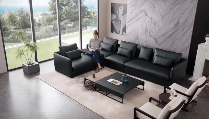 Ecksofa Sofa Couch Polster Eckgarnitur Wohnlandschaft Leder Desing Eck L Form