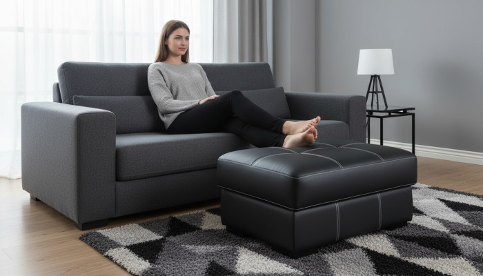 Fußhocker Ottomane Sitzhocker Sitzpouf Wohnzimmer Designer Hocker Polster Bank