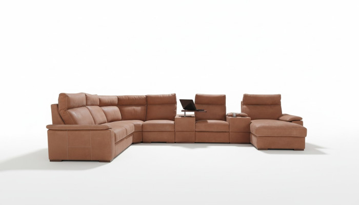 Wohnlandschaft Ecksofa Ablage Kühlfach Bettfunktion Schlaf Sofa Couchen Polster