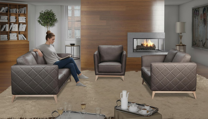 Sofagarnitur Set 3+2 Sitzer Leder Couchen Sofa Polster Garnitur Sofas