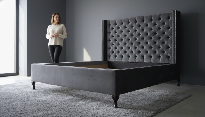 Bett Chesterfield Design Luxus Hotel Betten 180x200cm Schlaf Zimmer Leder Samt