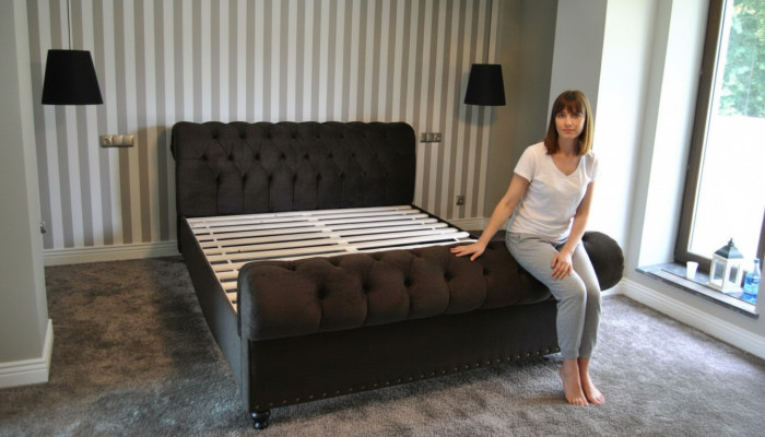 Bett Chesterfield Design Luxus Hotel Betten 180x200cm Schlaf Zimmer Leder Samt