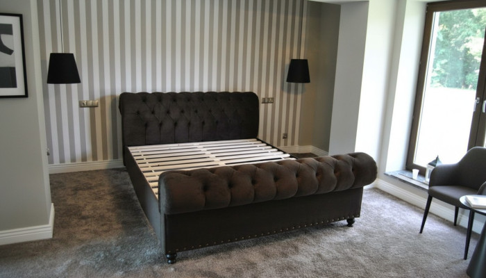 Bett Chesterfield Design Luxus Hotel Betten 180x200cm Schlaf Zimmer Leder Samt