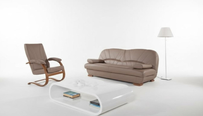 Klassische Wohnzimmer Garnitur 3+1+1 100% Vollleder Couch Sitz Sofa