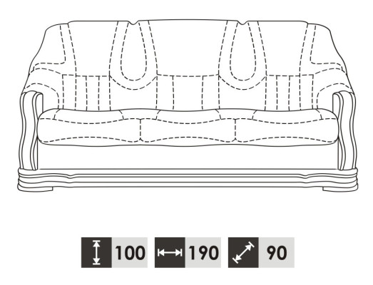 Dreisitzer Couch Klassische Ledersofa Couch Polster Sofa 3 Sitzer Leder