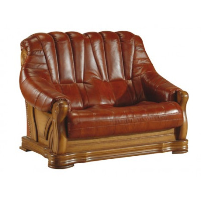 Wohnzimmer Sofagarnitur Couch Polster Sitz Sofa Leder Holz 3+2+1 Set