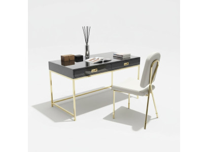 Arbeits Schreib Büro Tisch Luxus Klasse Edelstahl Designer Möbel Glanz Tische