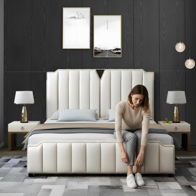 Bett Polster Design Luxus Doppel Hotel Ehe Schlaf Zimmer Leder 180x200cm Betten