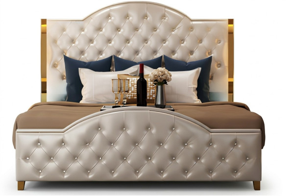 Bett Polster Design Luxus Doppel Hotel Betten Schlaf Zimmer Leder Chesterfield