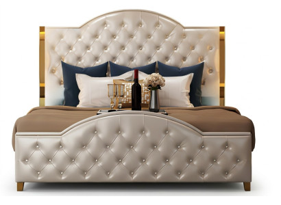 Bett Polster Design Luxus Doppel Hotel Betten Schlaf Zimmer Leder Chesterfield