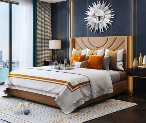 Bett Polster Design Luxus 180x200cm Doppel Hotel Betten Ehe Schlaf Zimmer Leder