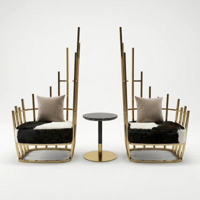 Stuhl Design Lounge Lehn Stühle Polster Ess Wohn Zimmer Club Möbel Fell Sessel