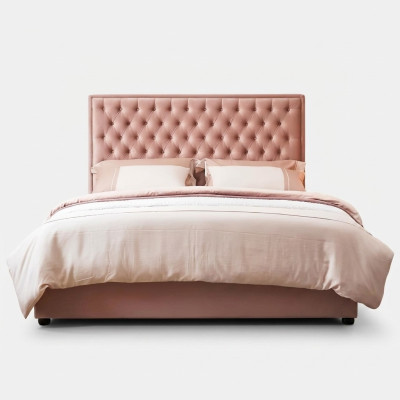 Bett Chesterfield Design Luxus Hotel Betten 180x200cm Schlaf Zimmer Leder Rosa