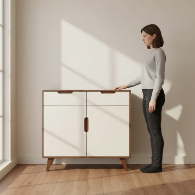 Kommode Design Holz Kommoden Schrank Luxus Sideboard Lowboard Anrichte Beige