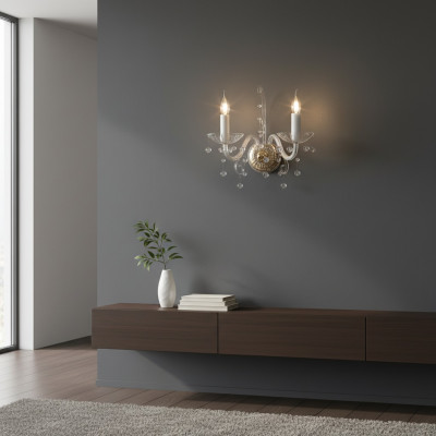 Doppel Wandlampe Leuchte Kristall Edle Kronleuchter Wand Leuchten Lampen Lampe