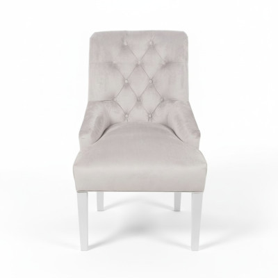 Graue Chesterfield Stühle mit Klopfer Edles Design Polster Hotel Stuhl Set x6-er Gruppe