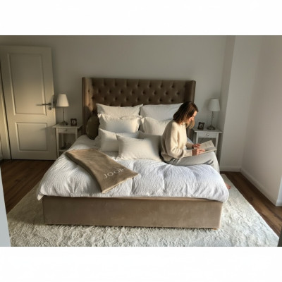 Chesterfield Bett Polster Doppel Hotel Betten Schlafzimmer 140x200cm Braun Neu
