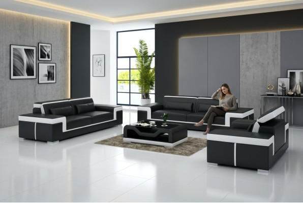 Design Couch Polster Sofas Leder Modern Sofagarnitur 3+1 Sitzer Komplett Set Neu