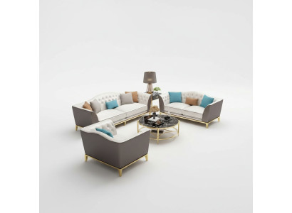 Garnitur Couch Polster Leder Sofa Couchen Polster Sitz Garnituren 3+2+1 Designer