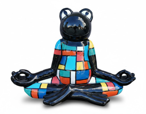 Abstrakter Yoga Frosch Statue Bunte Skulptur 55cm Statuen Skulpturen Dekoration