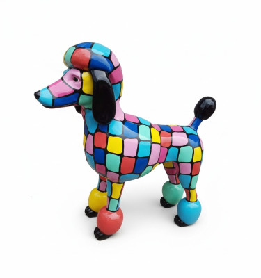 Abstrakte Pudel Figur Statue Skulptur 63cm Statue Skulpturen Bunte Skulptur Hund