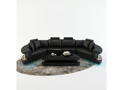 Wohnlandschaft Trapez Förmige Rund Ecksofa Sofa Runde Couch Polster U Form + USB