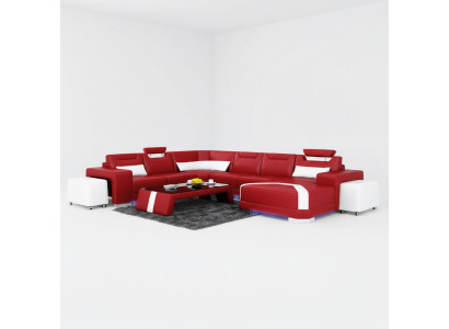 Ledersofa Couch Wohnlandschaft Ecksofa Eck Garnitur Design Modern Sofa + USB Neu