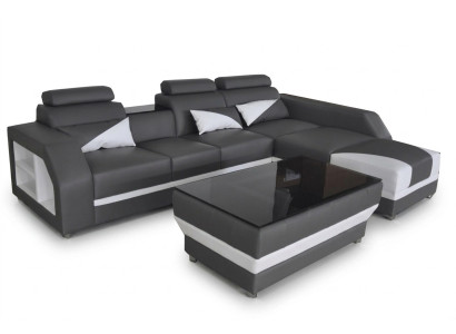 Leder Eck Sofa mit USB,Polster Couchen Sofas Wohnlandschaft Luxus Garnitur Ecke