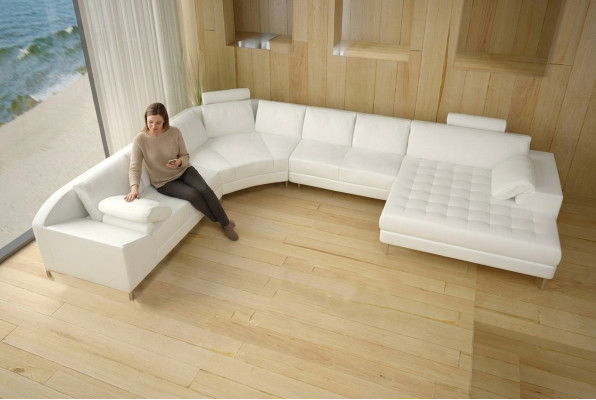 Ledersofa Couch Wohnlandschaft Ecksofa Eck Garnitur Design Modern Sofa mit USB