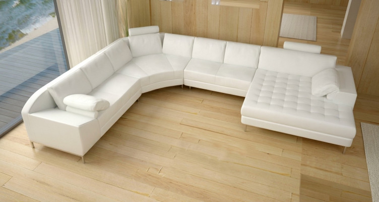 Ledersofa Couch Wohnlandschaft Ecksofa Eck Garnitur Design Modern Sofa mit USB