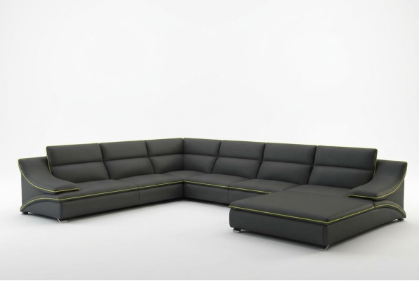 Ledersofa Couch Wohnlandschaft Ecksofa Eck Garnitur Design Modern Sofa mit USB