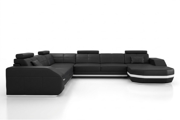 Ledersofa Ecksofa Wohnlandschaft Ecksofa Eckcouch Polster Sitz Ecke Neu USB+LED