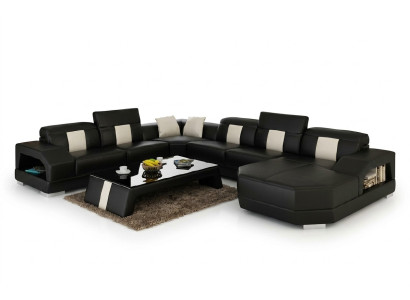 Ecksofa Polster Designer Sofa Couch Modernde Sofas U Form Leder +USB Eckgarnitur