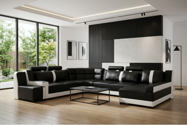 Ecksofa Wohnlandschaft + USB Polster Eckgarnitur Design Couch Moderne Leder Sofa