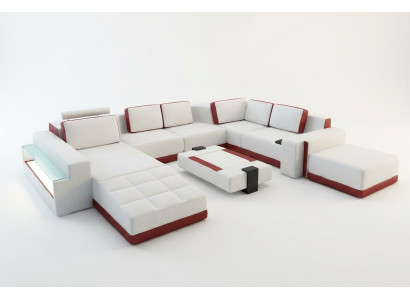 Sofa Couch Ecksofa Valentin UForm Luxus Designersofa Ledercouch LED Leder Modern