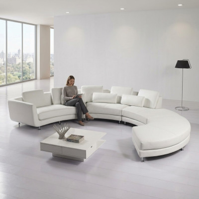 Ecksofa Moderne Rundcouch Runde Eck Polster Sofa Sitz Garnitur Leder Couch + USB