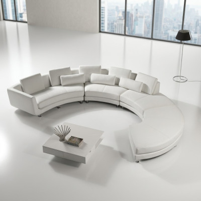 Ecksofa Moderne Rundcouch Runde Eck Polster Sofa Sitz Garnitur Leder Couch + USB