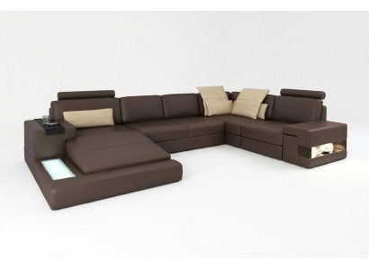 Ledersofa LED + USB Ecksofa Sofa Couch Polster Bellini Big Wohnlandschaft Sofas