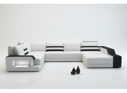 Ledersofa Sofa Couch Polster Ecksofa Big Garnitur Wohnlandschaft Sofas mit USB