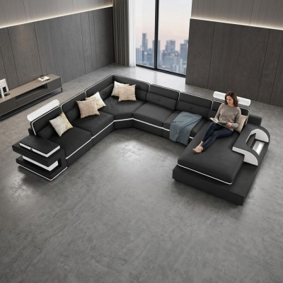 Entdecken Sie unser Großes U-Form Sofa mit innovativer USB-Klickautomatik