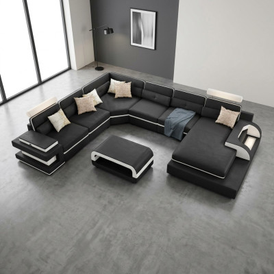 Entdecken Sie unser Großes U-Form Sofa mit innovativer USB-Klickautomatik