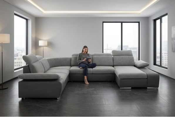 Ecksofa U-form Eckcouch Sofa Couchen Polster Schlaffunktion Couch