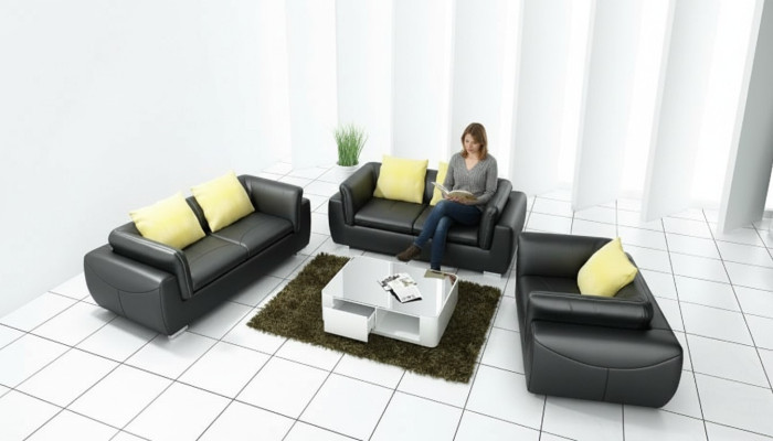 Ledersofa mit USB Wohnlandschaft 3+2+1 Sitzer Garnitur Design Modern Sofa Couch