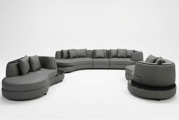 Luxus Wohn Eck Leder Garnitur Landschaft Polster Ecke XXL Big Sofa U Form + USB