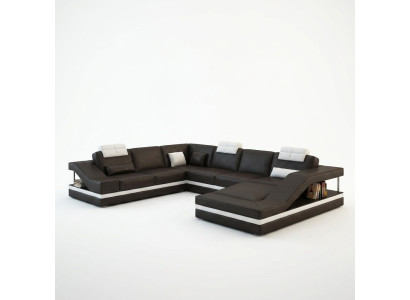 Wohnlandschaft Ecksofa Ledersofa Sofa mit USB,Polster Sitz Eck Garnitur Neu 2723